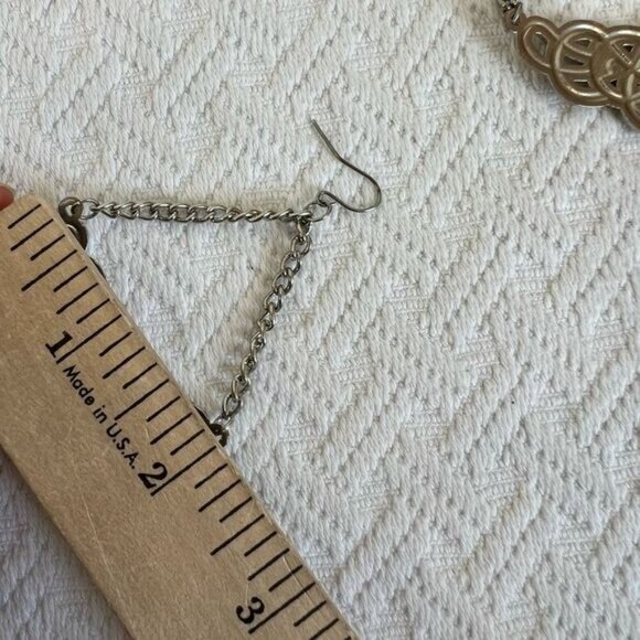 Vintage Silver Tone Infinity Loops Chandelier Style Necklace Statement Earrings - Picture 3 of 9